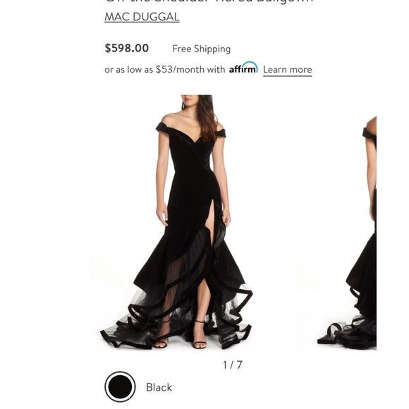 mac duggal off the shoulder tiered ball gown